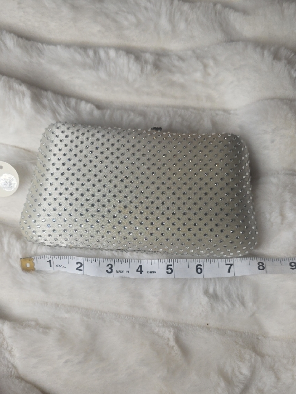 Elegant Silver Crystal-Stud Evening Clutch - Picture 6 of 7